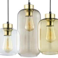 Lampa Wisząca MARCO Czarny Brązowy Szklane Klosze 3xE27