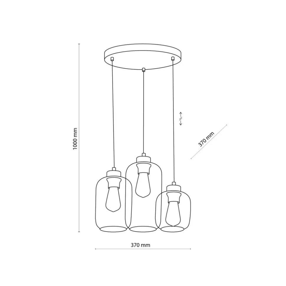 Lampa Wisząca MARCO Czarny Brązowy Szklane Klosze 3xE27