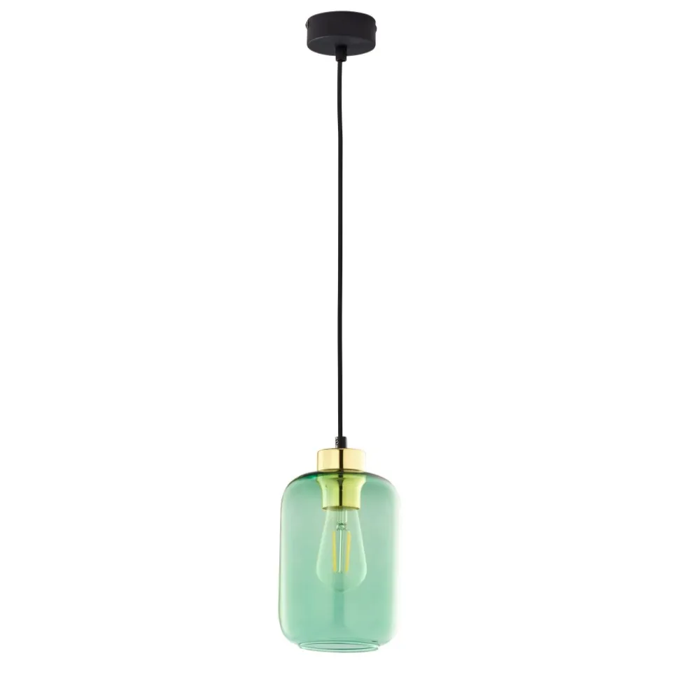 Lampa Wisząca MARCO Czarny Złoty Szklany Klosz1xE27 14cm