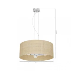 Lampa Wisząca MARSHALL Biały Ratan Abażur 3xE27 50cm
