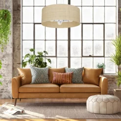 Lampa Wisząca MARSHALL Biały Ratan Abażur 3xE27 50cm