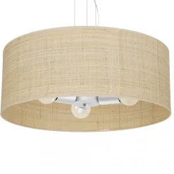 Lampa Wisząca MARSHALL Biały Ratan Abażur 3xE27 50cm