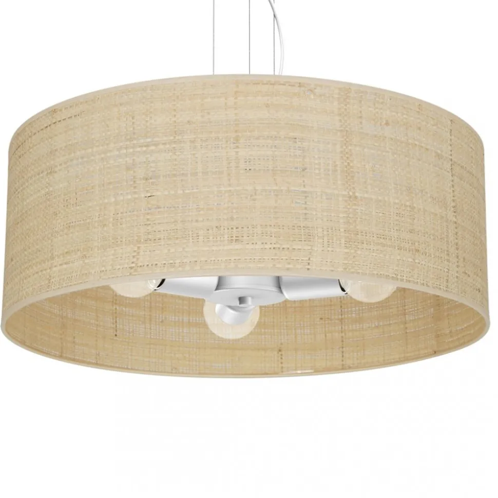 Lampa Wisząca MARSHALL Biały Ratan Abażur 3xE27 50cm