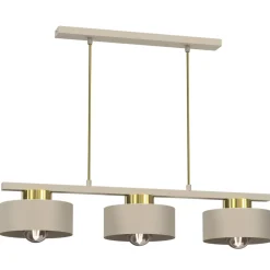 Lampa Wisząca MARTI Beżowy Złoty Metalowy Klosz 3xE27