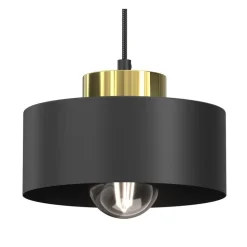 Lampa Wisząca MARTI Czarny Złoty Metalowy Klosz 1xE27 20cm