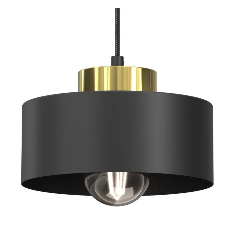 Lampa Wisząca MARTI Czarny Złoty Metalowy Klosz 1xE27 20cm
