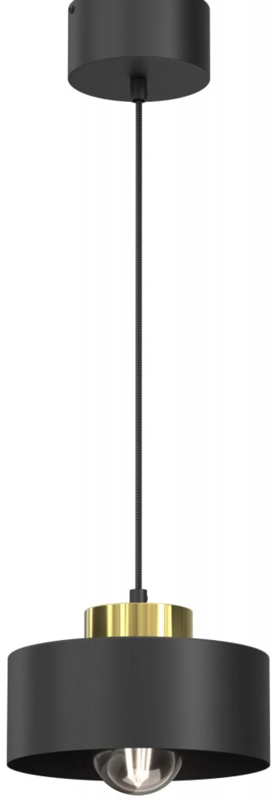 Lampa Wisząca MARTI Czarny Złoty Metalowy Klosz 1xE27 20cm