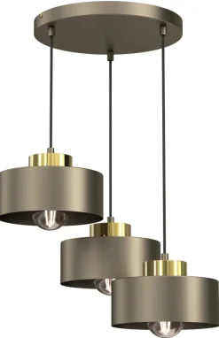 Lampa Wisząca MARTI Złoty Szary Metalowy Klosz 3xE27 Plafon