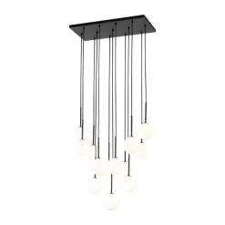 Lampa wisząca MARTIN czarna klosz biały 13xG9
