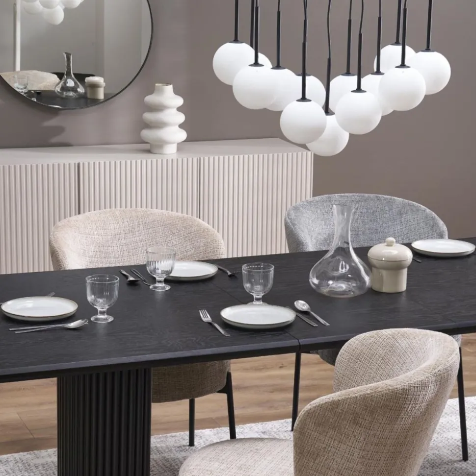 Lampa wisząca MARTIN czarna klosz biały 13xG9