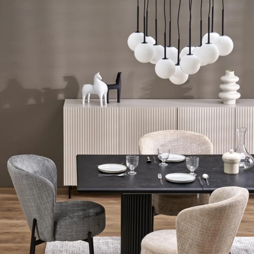 Lampa wisząca MARTIN czarna klosz biały 13xG9