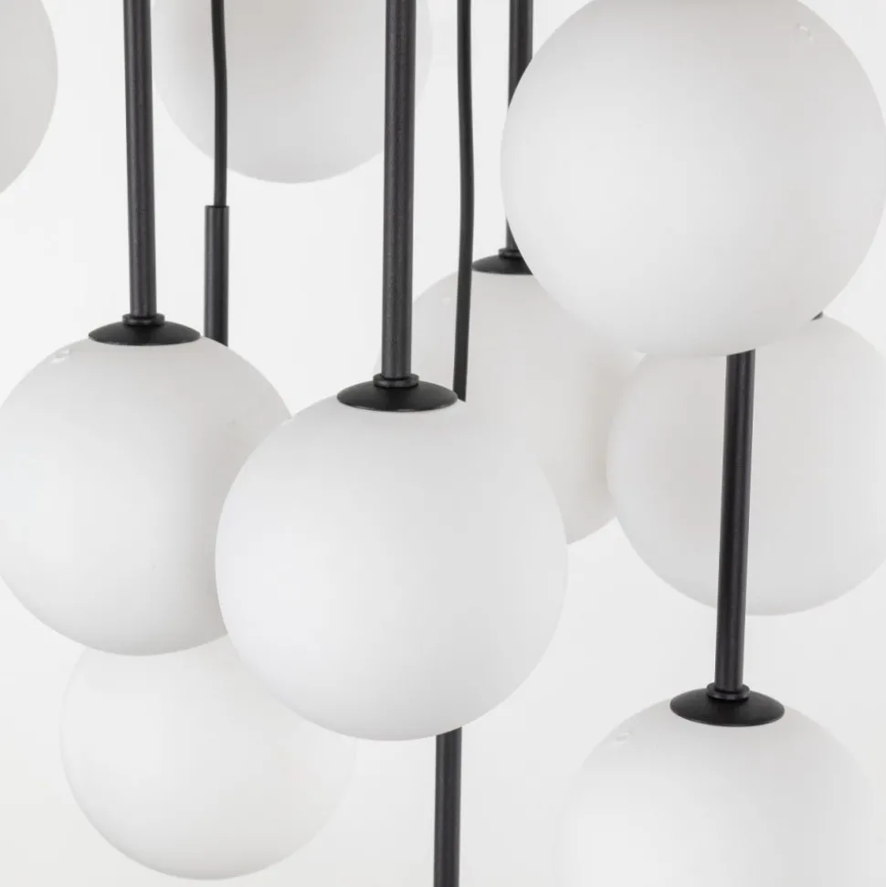 Lampa wisząca MARTIN czarna klosz biały 13xG9