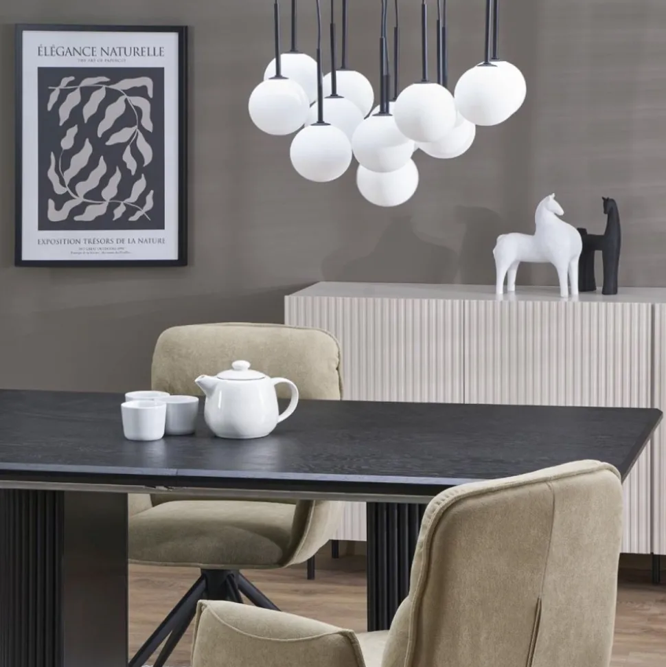 Lampa wisząca MARTIN czarna klosz biały 13xG9