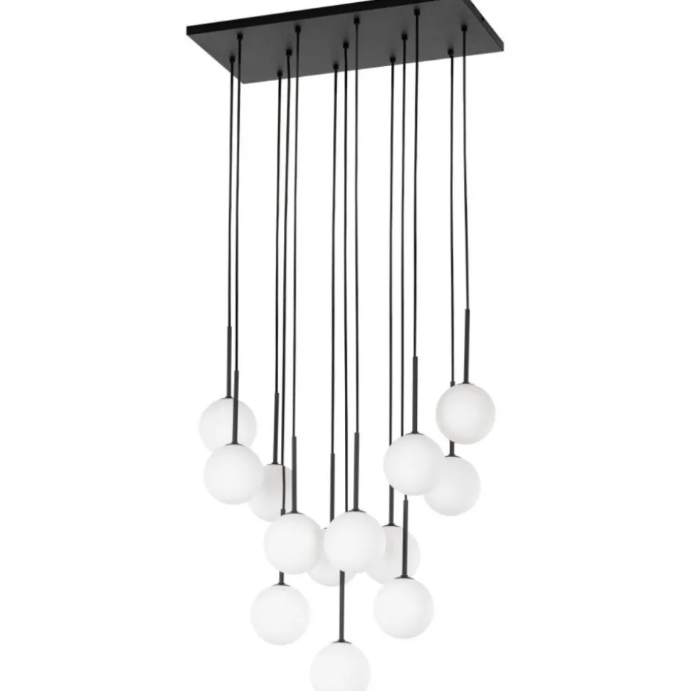 Lampa wisząca MARTIN czarna klosz biały 13xG9