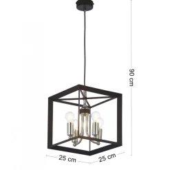 Lampa Wisząca MAY Czarny Srebrny 4xE14