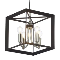 Lampa Wisząca MAY Czarny Srebrny 4xE14