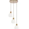 Lampa wisząca MELIA sabia beżowa klosz biały 3xE27