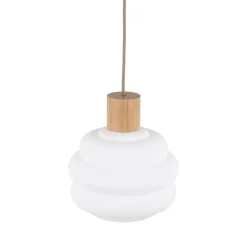 Lampa wisząca MELIA sabia beżowa klosz biały 1xE27