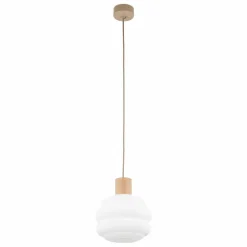 Lampa wisząca MELIA sabia beżowa klosz biały 1xE27