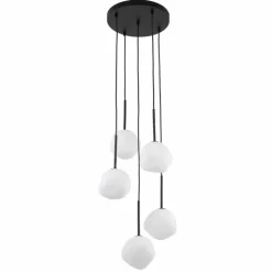 Lampa wisząca MISTY czarna klosz biały 5xG9