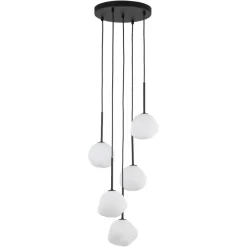 Lampa wisząca MISTY czarna klosz biały 5xG9