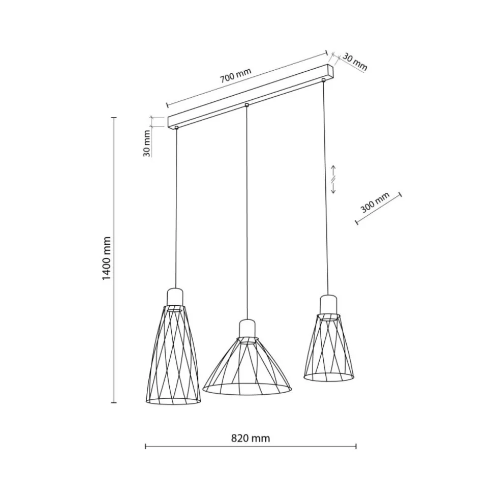Lampa wisząca MODESTO czarna 3xGU10