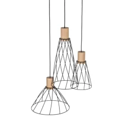 Lampa wisząca MODESTO WOOD czarna sosna 3xGU10 koło