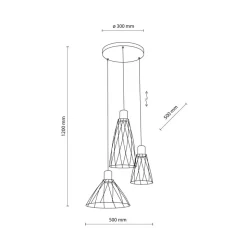 Lampa wisząca MODESTO WOOD czarna sosna 3xGU10 koło