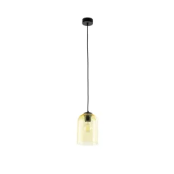 Lampa wisząca MOLLY czarna klosz żołty 1xE27