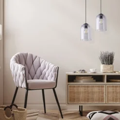 Lampa wisząca MOLLY czarna klosz fioletowy 1xE27
