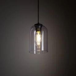 Lampa wisząca MOLLY czarna klosz fioletowy 1xE27