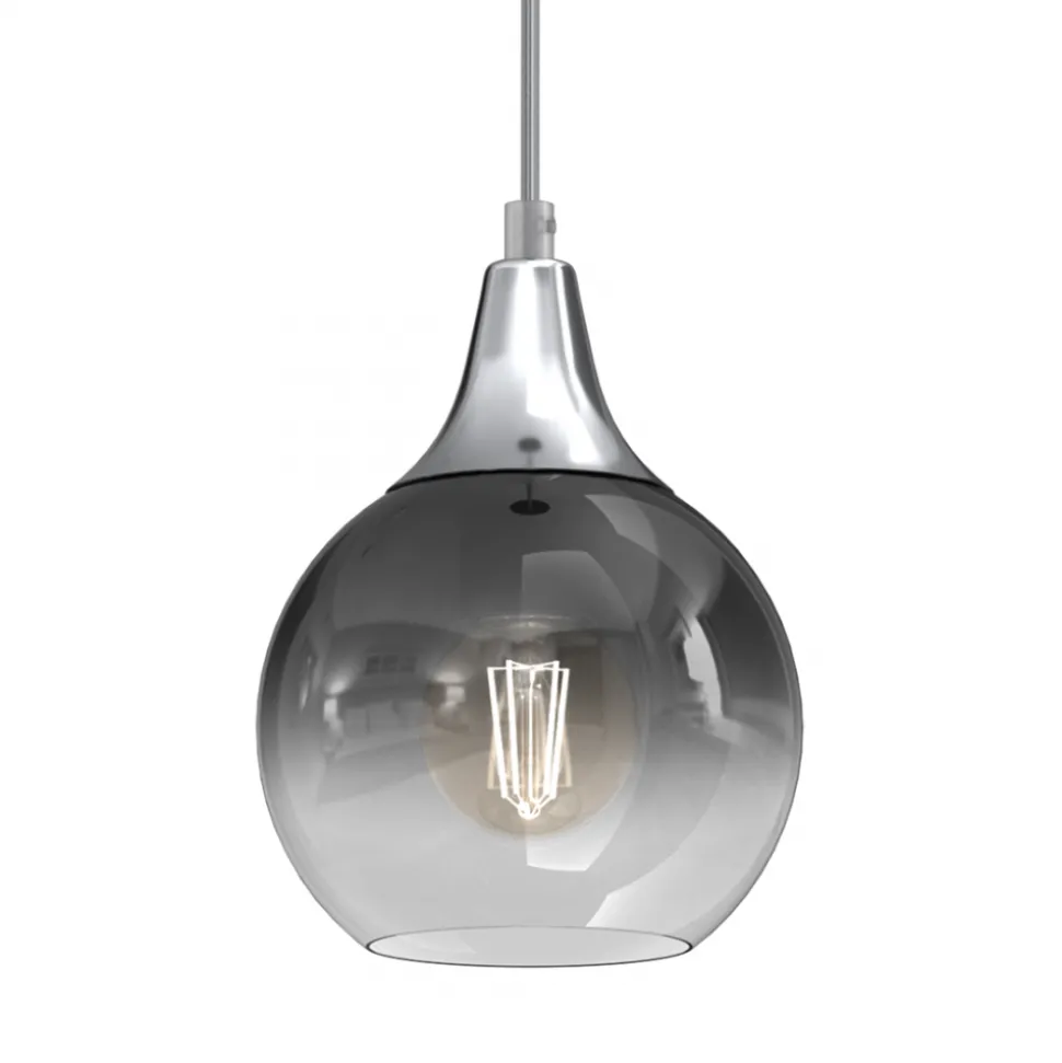 Lampa Wisząca MONTE Srebrny Szklany Klosz 1xE27 15cm