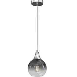 Lampa Wisząca MONTE Srebrny Szklany Klosz 1xE27 15cm