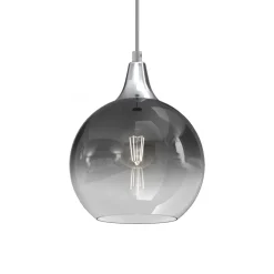 Lampa Wisząca MONTE Srebrny Szklany Klosz 1xE27 20cm