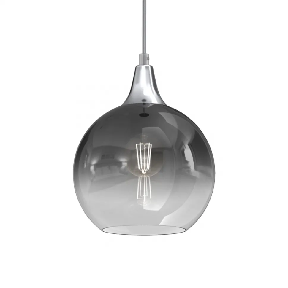 Lampa Wisząca MONTE Srebrny Szklany Klosz 1xE27 20cm