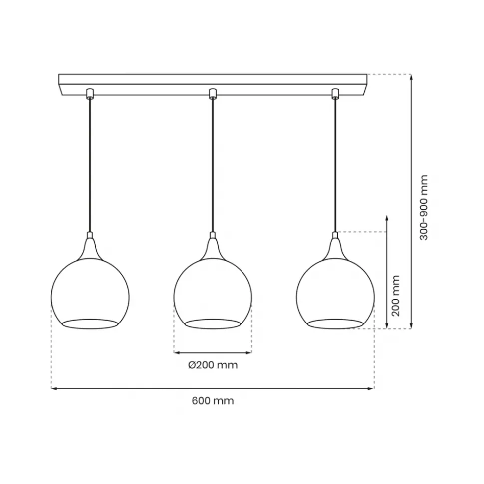Lampa Wisząca MONTE Złoty Szklane Klosze 3xE27
