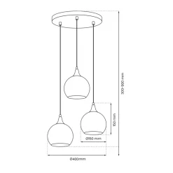 Lampa Wisząca MONTE Złoty Szklane Klosze Koło 3xE27