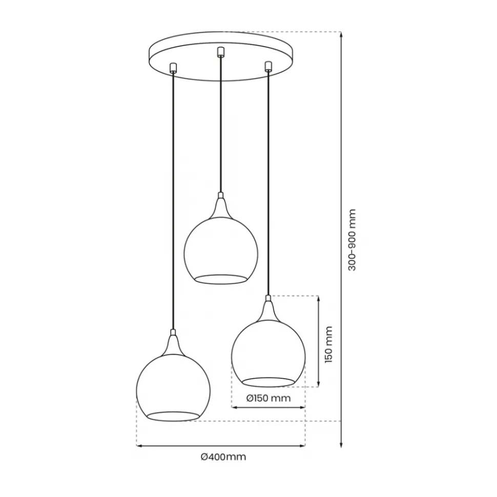 Lampa Wisząca MONTE Złoty Szklane Klosze Koło 3xE27