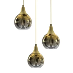 Lampa Wisząca MONTE Złoty Szklane Klosze Koło 3xE27