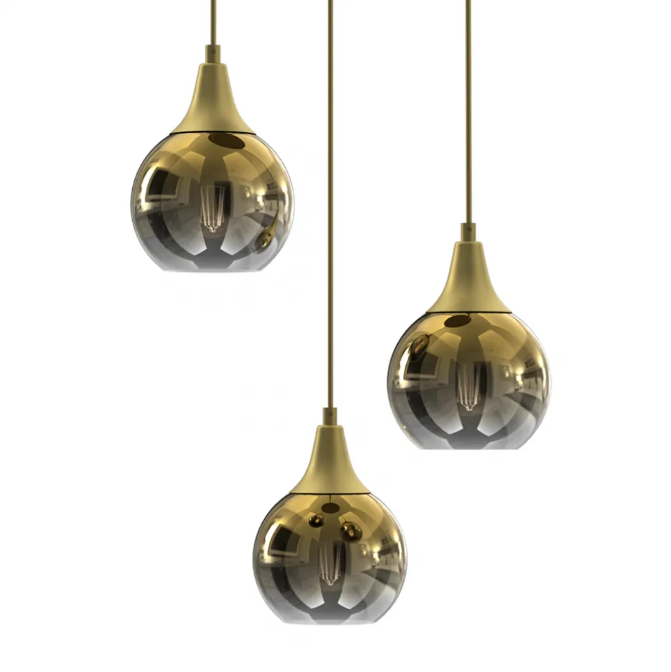 Lampa Wisząca MONTE Złoty Szklane Klosze Koło 3xE27