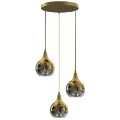 Lampa Wisząca MONTE Złoty Szklane Klosze Koło 3xE27