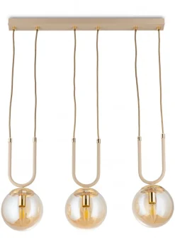 Lampa Wisząca Mora Beżowa Szkło 3xE14 60 cm