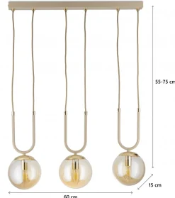 Lampa Wisząca Mora Beżowa Szkło 3xE14 60 cm