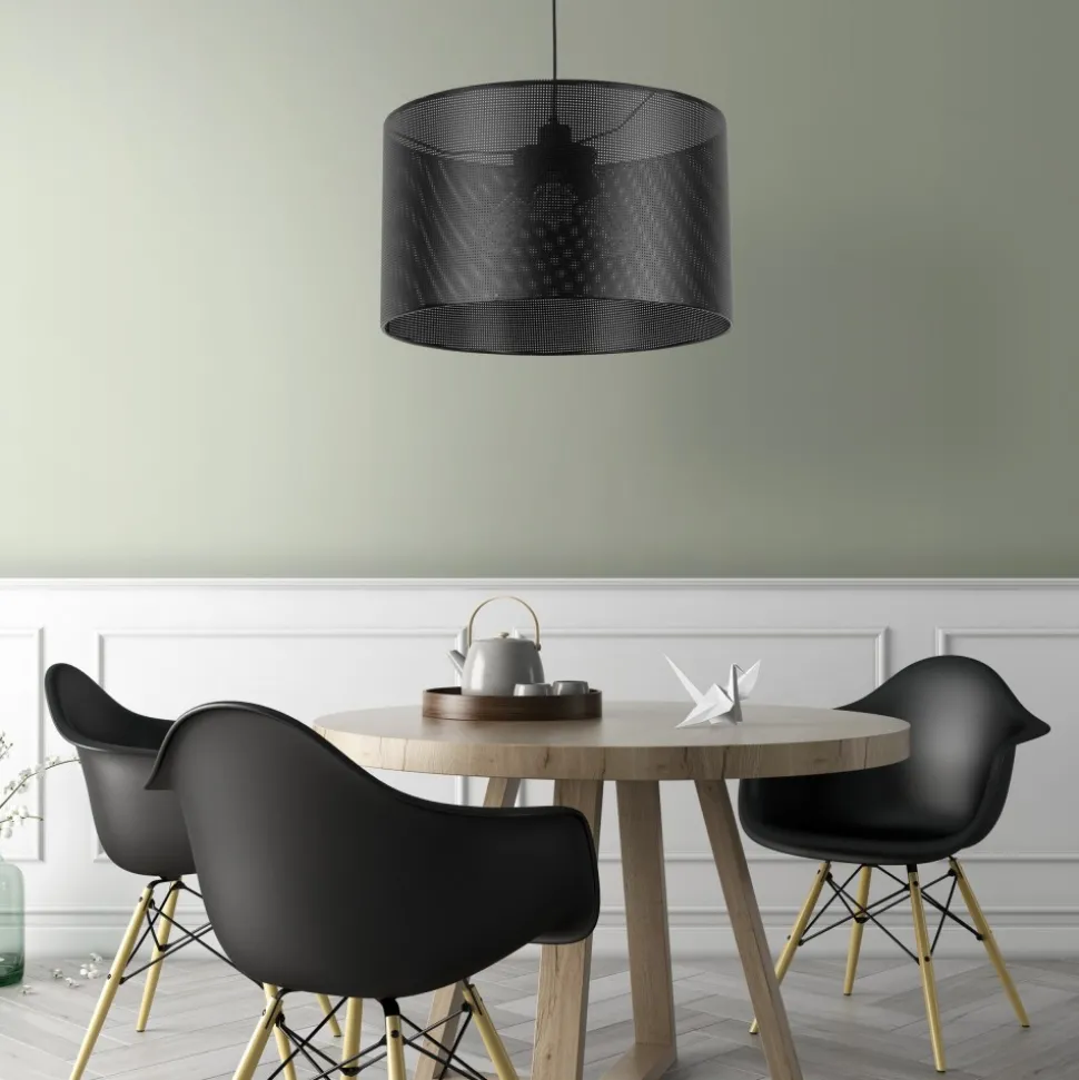 Lampa Wisząca MORENO Czarny Abażur 3xE27 50cm