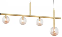 Lampa Wisząca NEPTUN Złoty Szklane Klosze 3xG9