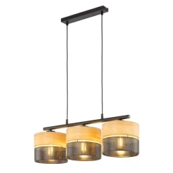 Lampa Wisząca NICOL Czarny Brązowy Abażury 3xE27