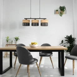 Lampa Wisząca NICOL Czarny Brązowy Abażury 3xE27