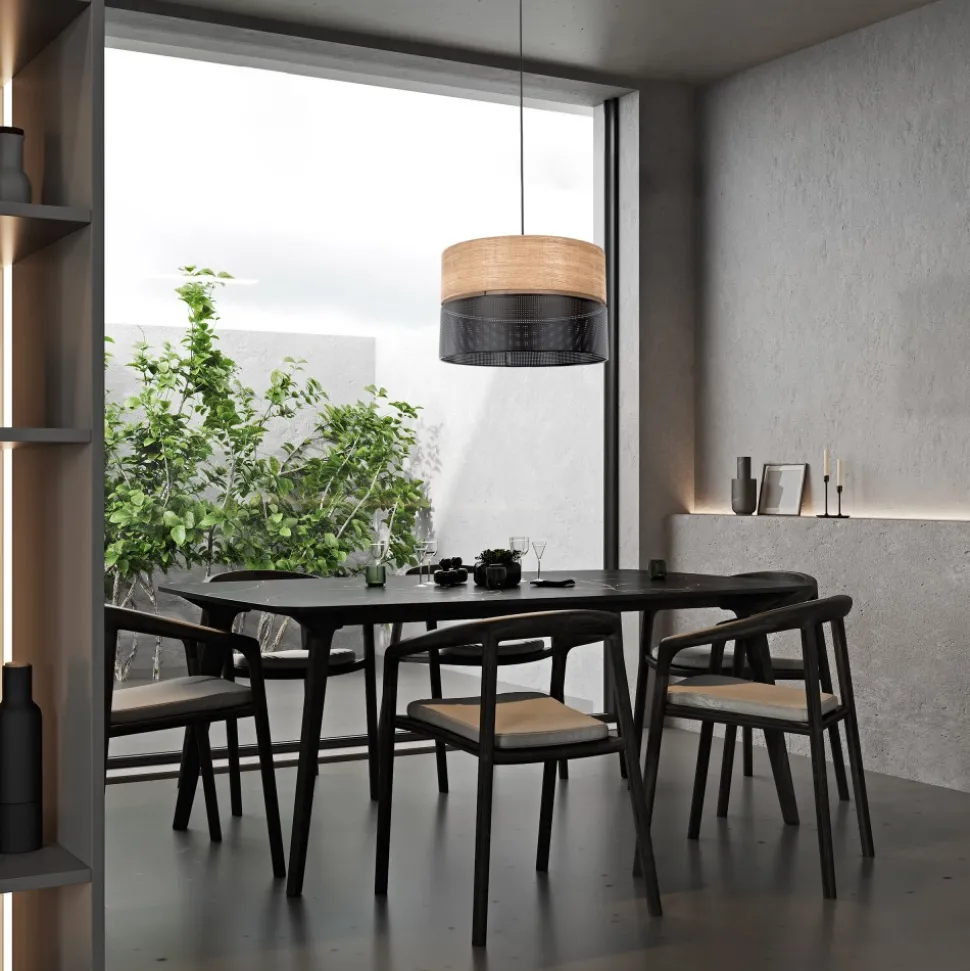 Lampa Wisząca NICOL Czarny Boho Abażur 3xE27 50cm