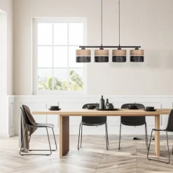 Lampa Wisząca NICOL Czarny Boho Abażury 4xE27