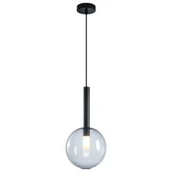 Lampa Wisząca NIKO Czarny Transparentny Szklany Klosz 1xG9 20cm